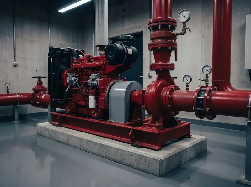 Fire pump set in a pump room